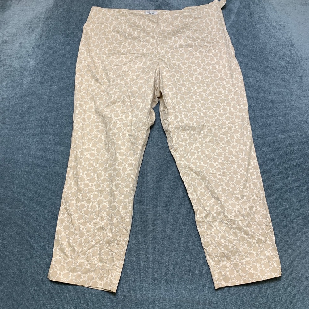 Charter Club Pants Womens 18 Beige Geometric Classic Fit Tummy Control Side Zip